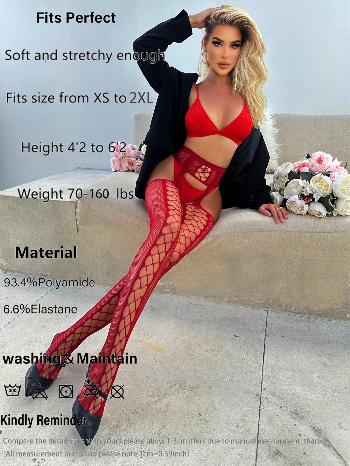 Open-crotch lace sheer suspender fishnet stockings black silk bodystocking with garter